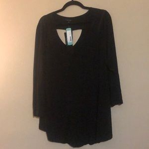 Black Long Sleeve Tee with Cutout Detail